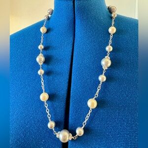 Stella & Dot La Coco Silver Pearl Necklace